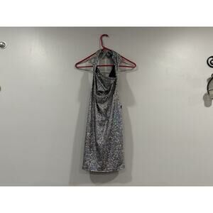 Black Bead Cowlneck Silver Dress M NWOT